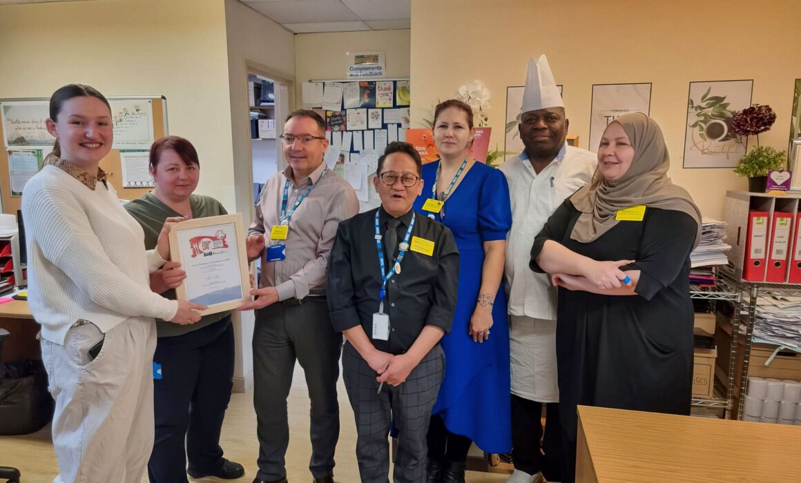 the Royal Brompton Hospital team holding their Food for Life Award