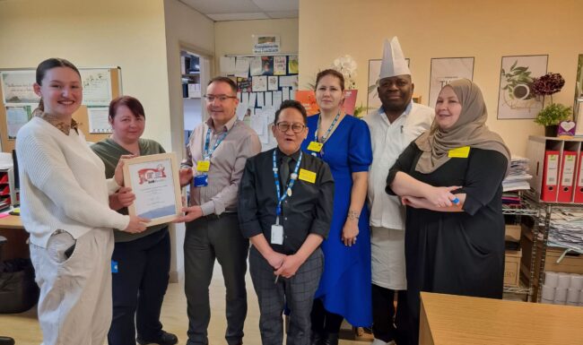 the Royal Brompton Hospital team holding their Food for Life Award